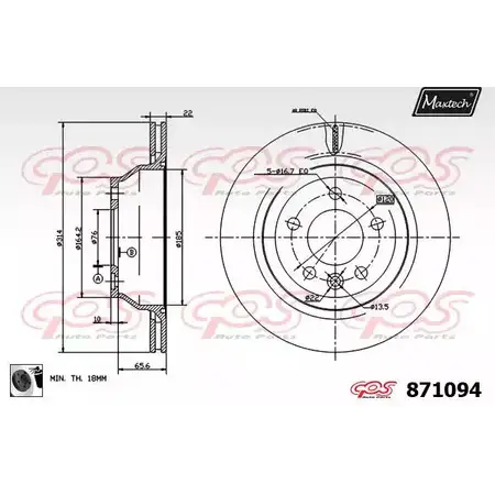 Тормозной диск MAXTECH 1194808551 8 71094 YCQGRK6 871094.0060