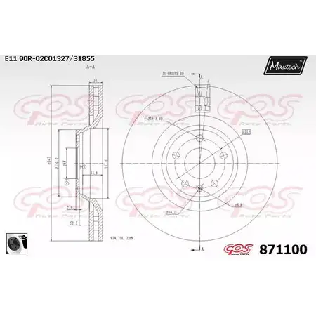 Тормозной диск MAXTECH 1194808587 871100.0060 87110 0 V4BT4