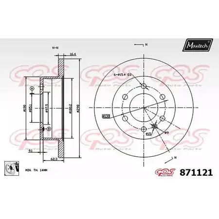 Тормозной диск MAXTECH XIC7J 8 71121 871121.0080 1194808714