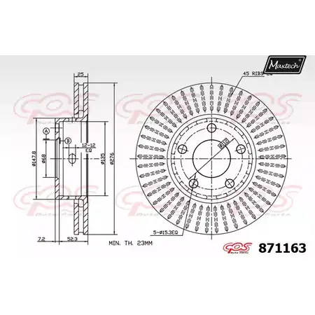 Тормозной диск MAXTECH P9ROGPR 1194808946 871163.0000 8 71163