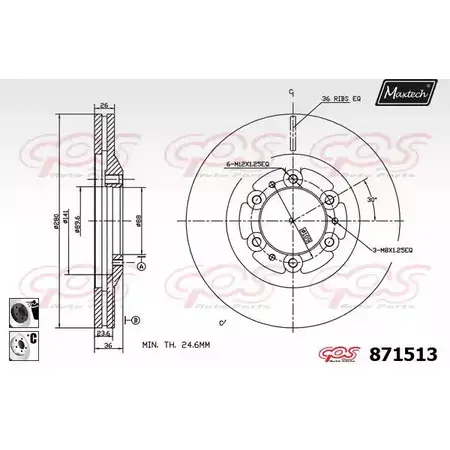 Тормозной диск MAXTECH 1194809021 871 513 871513.6060 O09H3