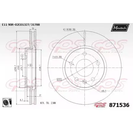 Тормозной диск MAXTECH 1194809157 8715 36 4WY1T6 871536.0060 изображение 0