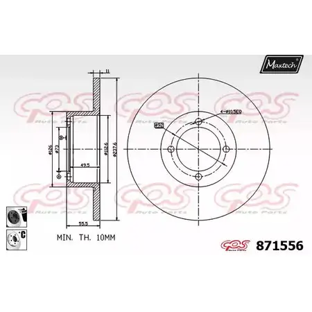 Тормозной диск MAXTECH 8715 56 1194809279 JJ4H9ZP 871556.6060 изображение 0