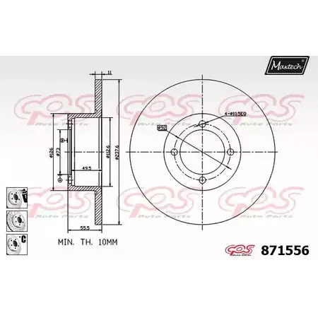 Тормозной диск MAXTECH 8 71556 1194809281 871556.6980 B8X3A9 изображение 0