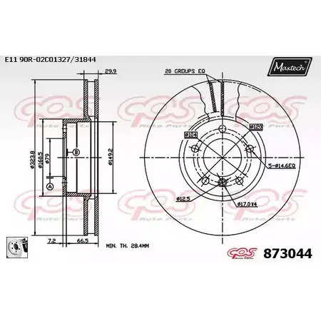 Тормозной диск MAXTECH 873044.0080 1194809597 UJYWA 873 044