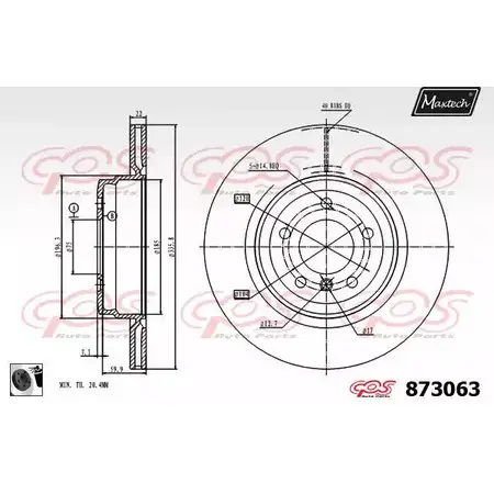 Тормозной диск MAXTECH 873063.0060 1194809710 8730 63 F9I8T изображение 0