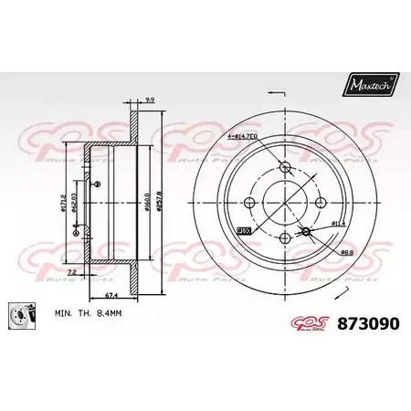 Тормозной диск MAXTECH 873090.0080 8730 90 1194809863 IWYHC изображение 0