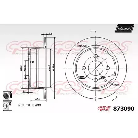 Тормозной диск MAXTECH 1194809864 BZRL0LA 873090.6060 873 090 изображение 0