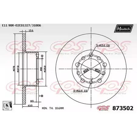 Тормозной диск MAXTECH 873502.0080 87350 2 1194810013 Q81E387