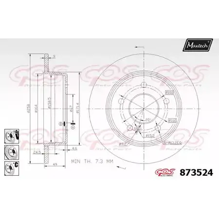 Тормозной диск MAXTECH SXWFD4 873524.6880 1194810087 8735 24