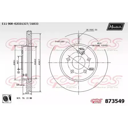 Тормозной диск MAXTECH 873 549 1194810150 PNRGEC 873549.0060
