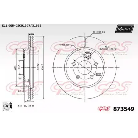Тормозной диск MAXTECH YR0GM 1194810151 87354 9 873549.0080