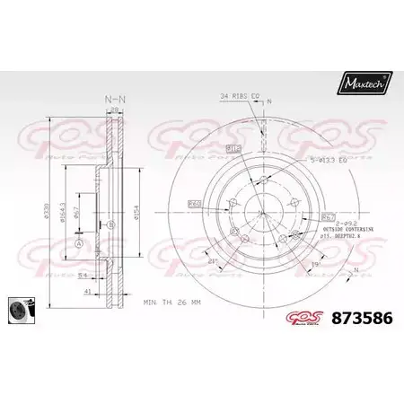 Тормозной диск MAXTECH 87 3586 YH9N21 873586.0060 1194810330