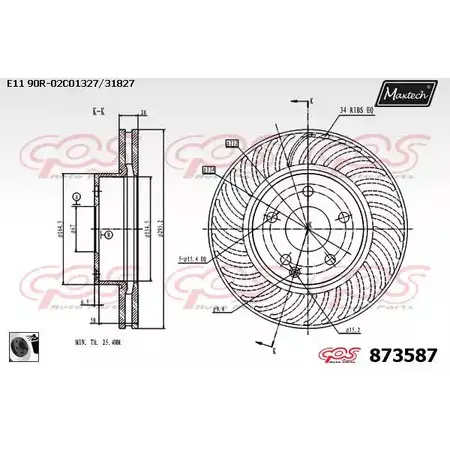 Тормозной диск MAXTECH 8735 87 1194810336 LQOWF4S 873587.0060