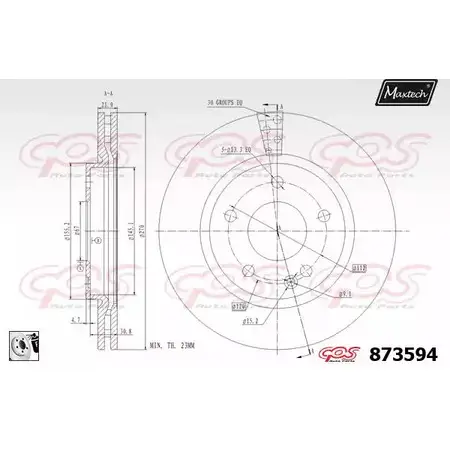 Тормозной диск MAXTECH 1194810379 3LXK3PH 873594.0080 87 3594 изображение 0