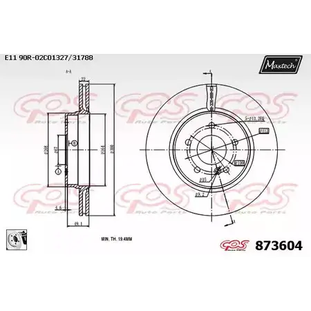 Тормозной диск MAXTECH 1194810439 873604.0080 8 73604 V2JDQ изображение 0