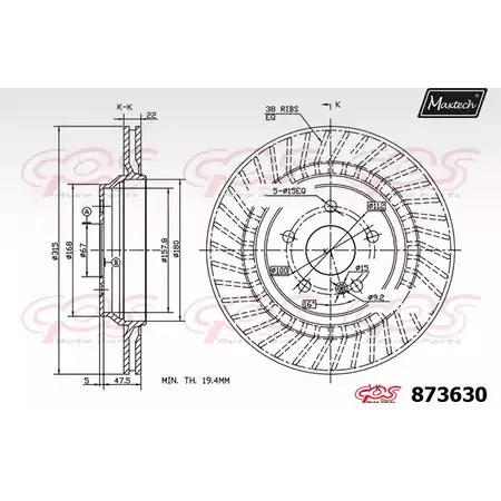 Тормозной диск MAXTECH 1194810587 FX77DGI 873630.0000 8 73630 изображение 0