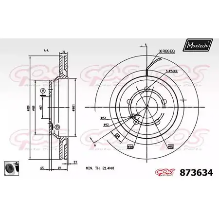 Тормозной диск MAXTECH 8 73634 1194810612 3AVABJ 873634.0060