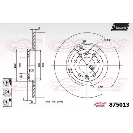 Тормозной диск MAXTECH 875013.6980 8750 13 1194810787 TXHQ00 изображение 0