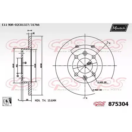 Тормозной диск MAXTECH 87530 4 53A2D8V 875304.0080 1194810808 изображение 0