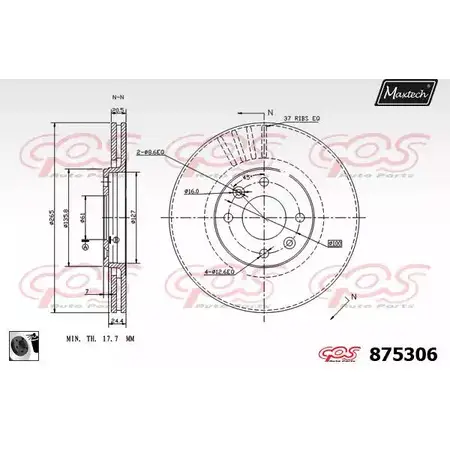 Тормозной диск MAXTECH DZ0VO 1194810819 875306.0060 8 75306 изображение 0