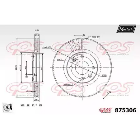 Тормозной диск MAXTECH 87530 6 7JLDPX8 875306.0080 1194810820