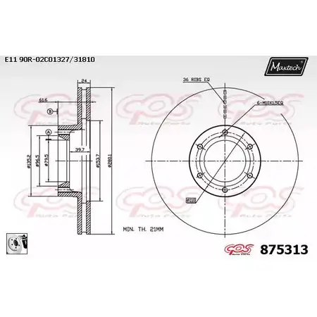 Тормозной диск MAXTECH OEIY36 875313.0080 1194810844 875 313 изображение 0