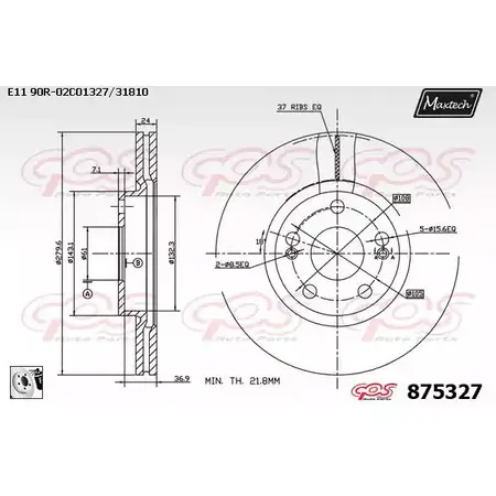 Тормозной диск MAXTECH 1194810910 6QDLMI 875327.0080 875 327