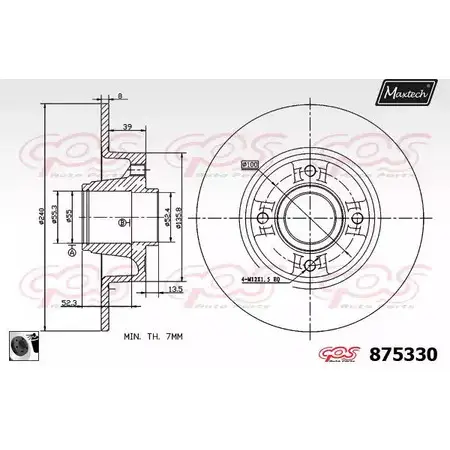 Тормозной диск MAXTECH 1194810927 87533 0 UBWJSR 875330.0065