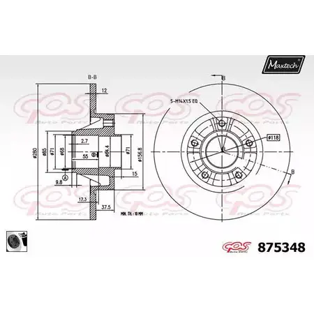 Тормозной диск MAXTECH 1194811011 875 348 IEJMP28 875348.0061