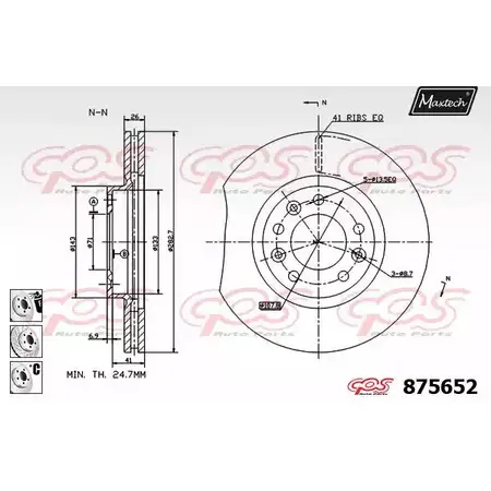Тормозной диск MAXTECH 875652.6980 87 5652 1194811501 T166Q