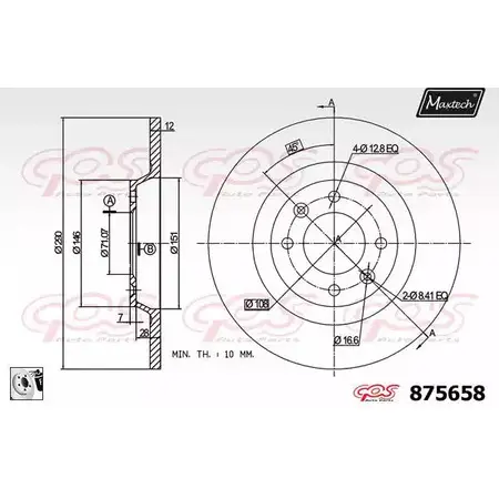 Тормозной диск MAXTECH 1194811534 875 658 875658.0080 C44F10J