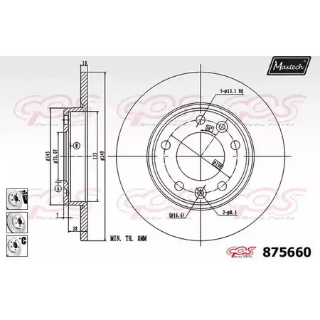 Тормозной диск MAXTECH ZAU2NA3 8756 60 1194811548 875660.6880 изображение 0
