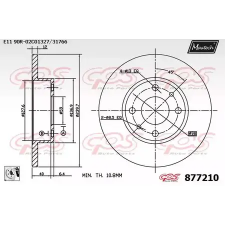 Тормозной диск MAXTECH 1194811636 4LGR9T 877210.0080 877 210 изображение 0