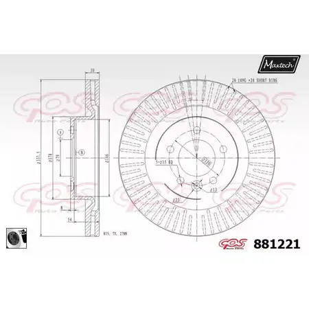 Тормозной диск MAXTECH 881221.0060 1194812124 20SS9 88122 1