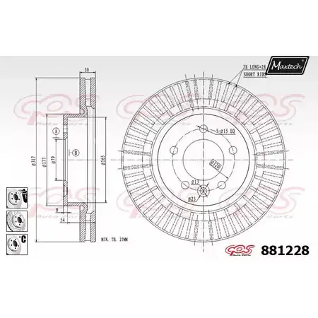 Тормозной диск MAXTECH AOZBW 8812 28 1194812170 881228.6980