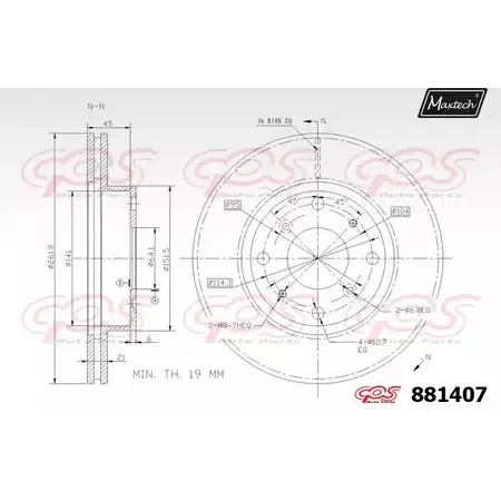 Тормозной диск MAXTECH 1194812225 MY90V 881407.0000 88140 7