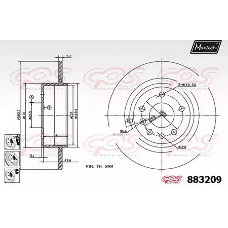 Тормозной диск MAXTECH 1194812471 KUG6WZ 883209.6880 88320 9 изображение 0