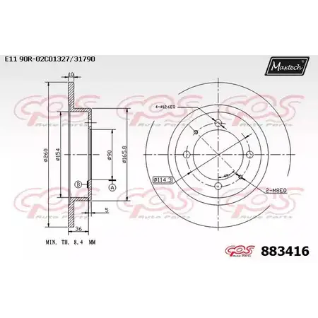 Тормозной диск MAXTECH 8834 16 X7P7L 883416.0000 1194812557