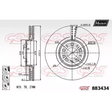 Тормозной диск MAXTECH 883434.6880 IEWV0G 883 434 1194812663 изображение 0