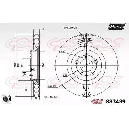 Тормозной диск MAXTECH N0908VS 1194812690 88343 9 883439.0060 изображение 0