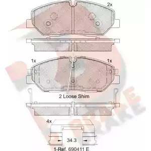 Тормозные колодки, дисковые, комплект R BRAKE RB2268 2242 0 22421 1194843359 изображение 0