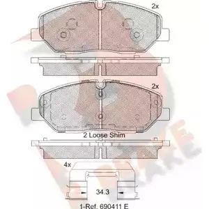 Тормозные колодки, дисковые, комплект R BRAKE RB2268-204 2 2420 1194843362 22499 изображение 0