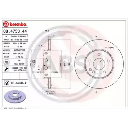 Тормозной диск A.B.S. 08.4750.41 1198177600 DDJT 9CG OLX8L изображение 0