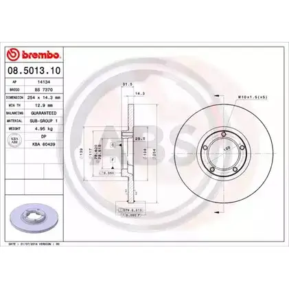 Тормозной диск A.B.S. 08.5013.10 NRMX3 G VQQSI2 1198177630 изображение 0