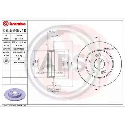 Тормозной диск A.B.S. 08.5645.10 LX3 S0C 1198177748 CMNX6