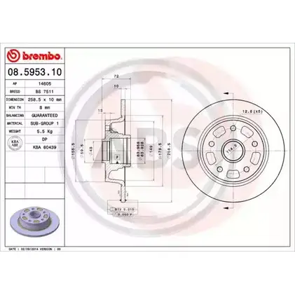 Тормозной диск A.B.S. 1198177822 08.5953.10 QO4K RQ 67MOQ изображение 0