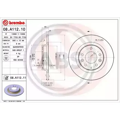 Тормозной диск A.B.S. RM43Z 4JB Z2 1198178116 08.A112.11 изображение 0