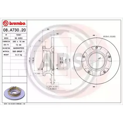 Тормозной диск A.B.S. 08.A730.20 VZMLZB0 1198178258 6ANSZR M