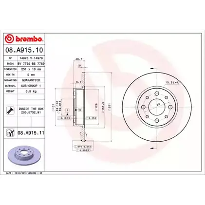 Тормозной диск A.B.S. 08.A915.11 3IJUFIM KF E7P 1198178286 изображение 0